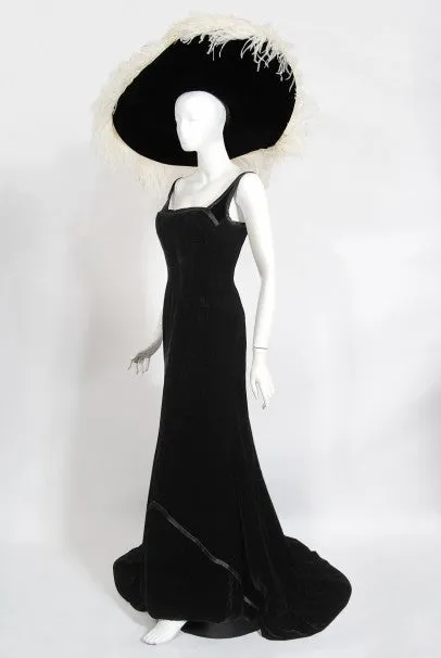 1967 Don Loper Couture For Barbra Streisand Black Hourglass Gown & Hat