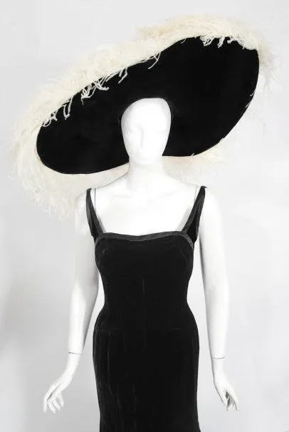 1967 Don Loper Couture For Barbra Streisand Black Hourglass Gown & Hat