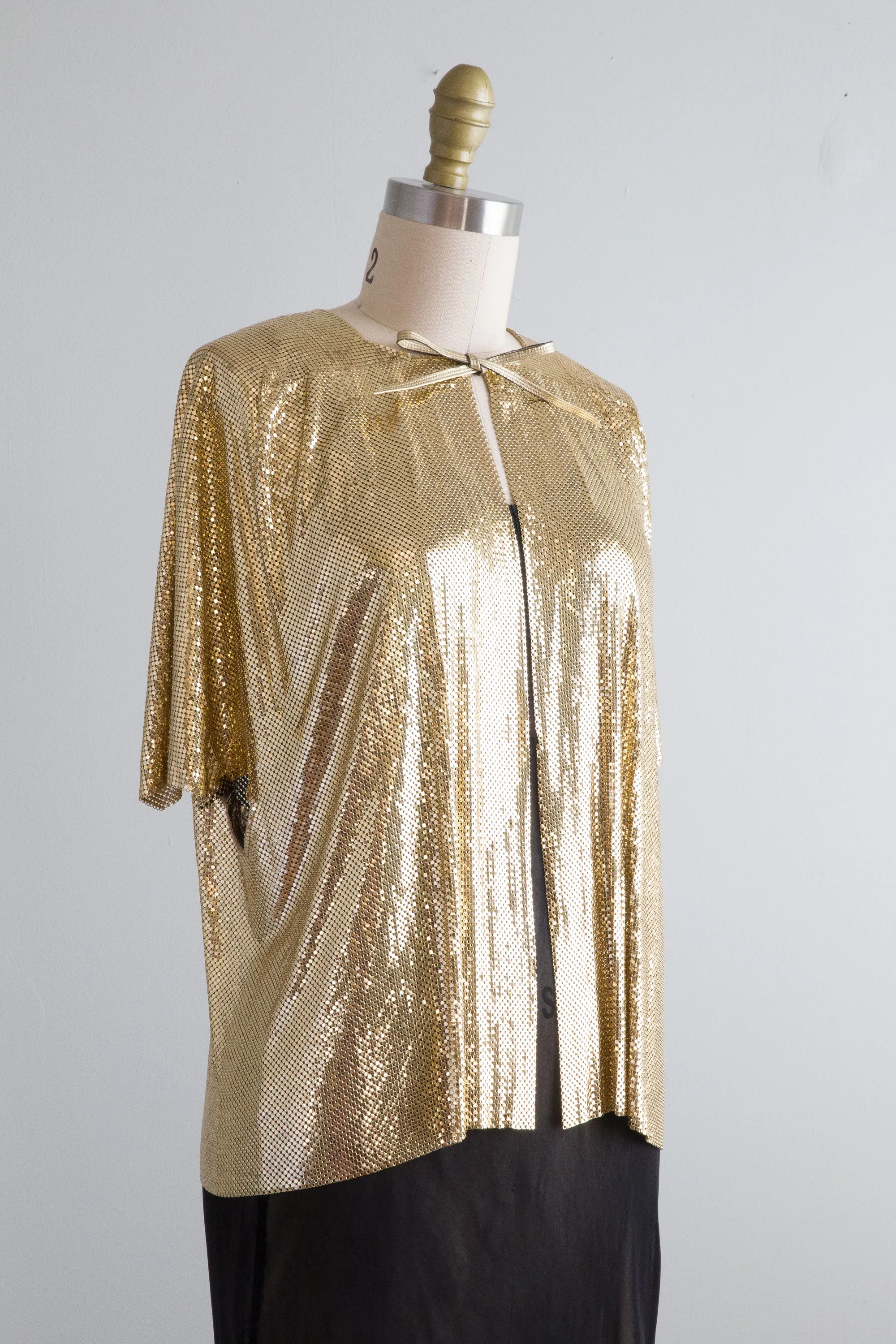 1970's Ferrara Gold Metal Mesh Short Sleeve Jacket / OS