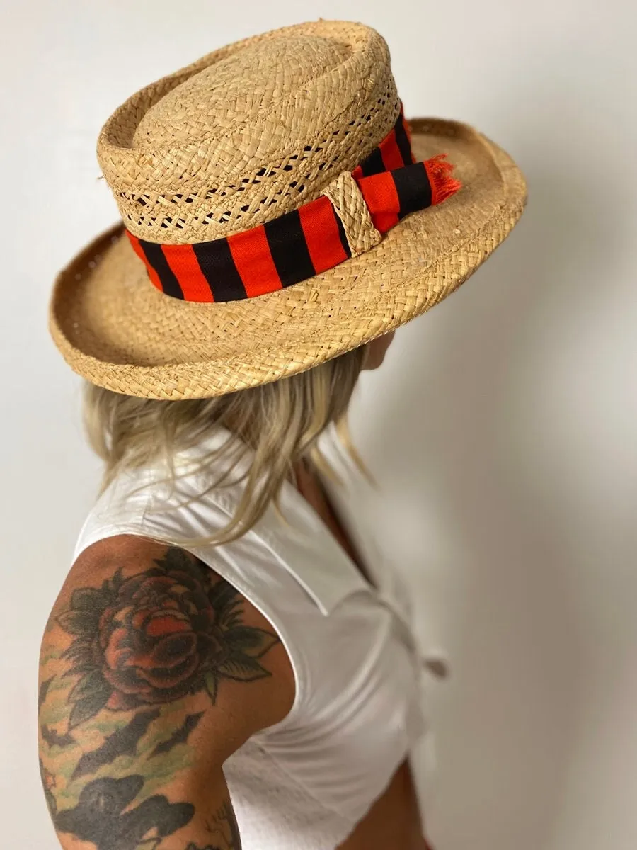 1970's Italian Straw Boater Hat