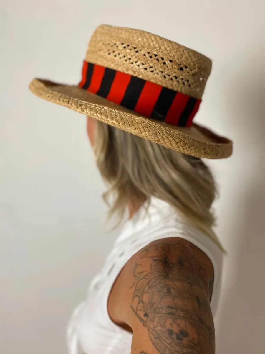 1970's Italian Straw Boater Hat