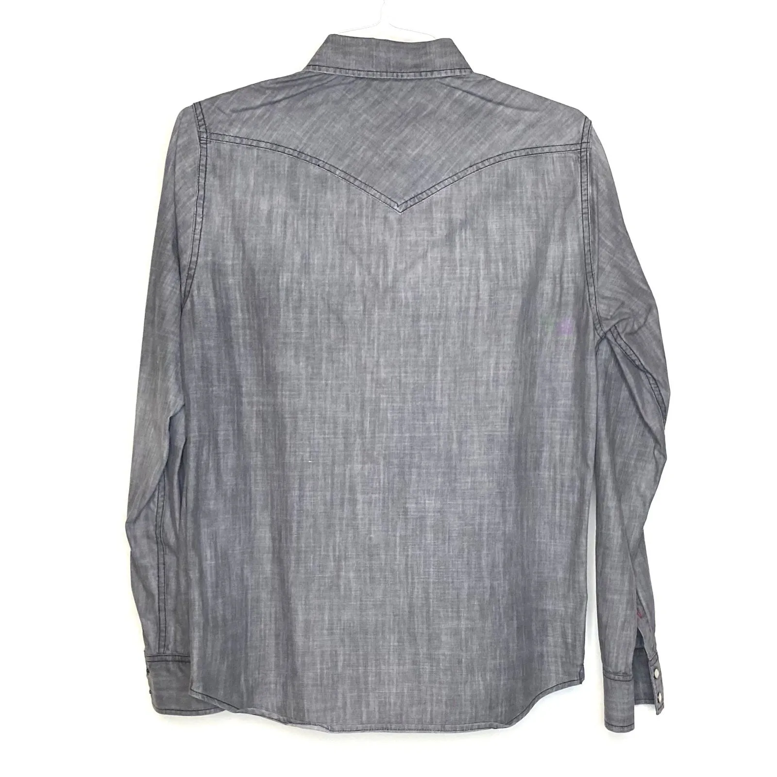 Aeropostale Mens Size S Gray Western Snap-Up Shirt L/s