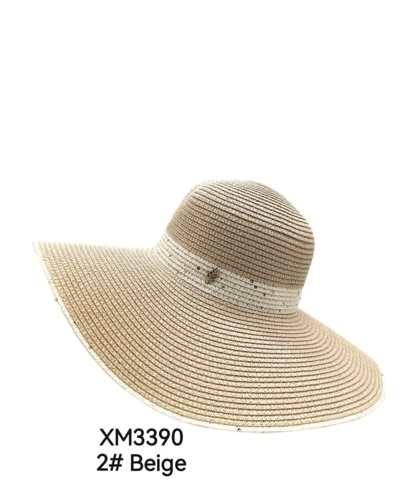 Anobel Copenhagen - Faux Straw Boater Hat With Bow Tie Xm3390 - Beige