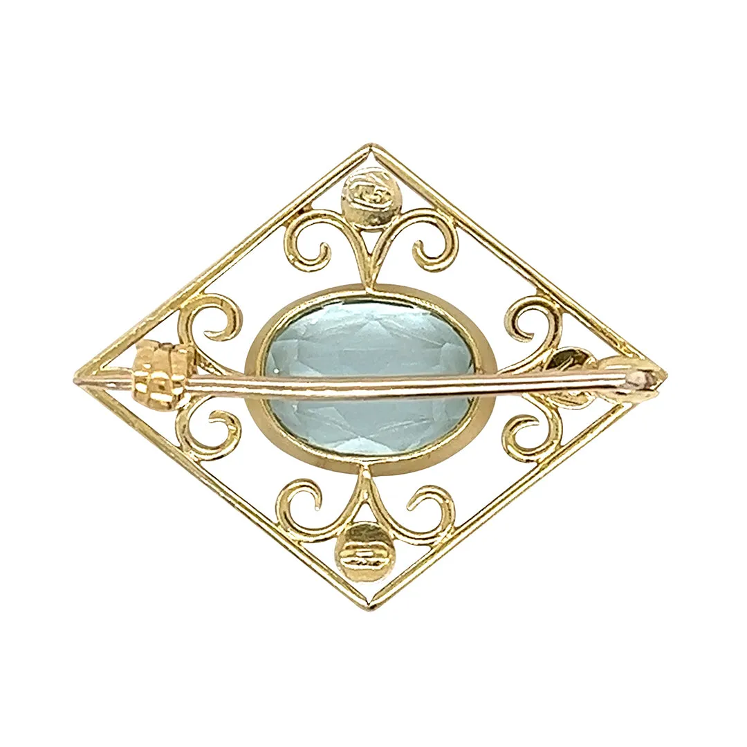 Aquamarine & Pearl Brooch