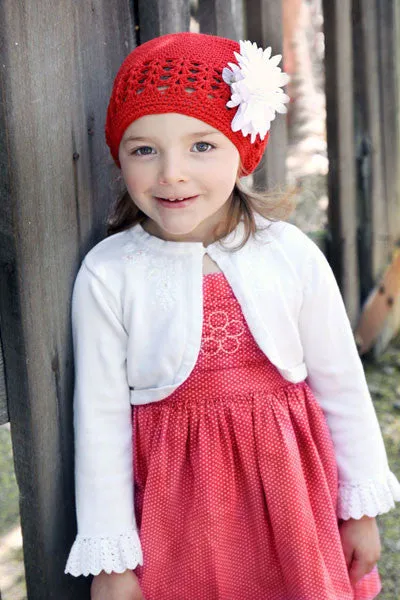 Baby Bezak - Red Cap With White Flower