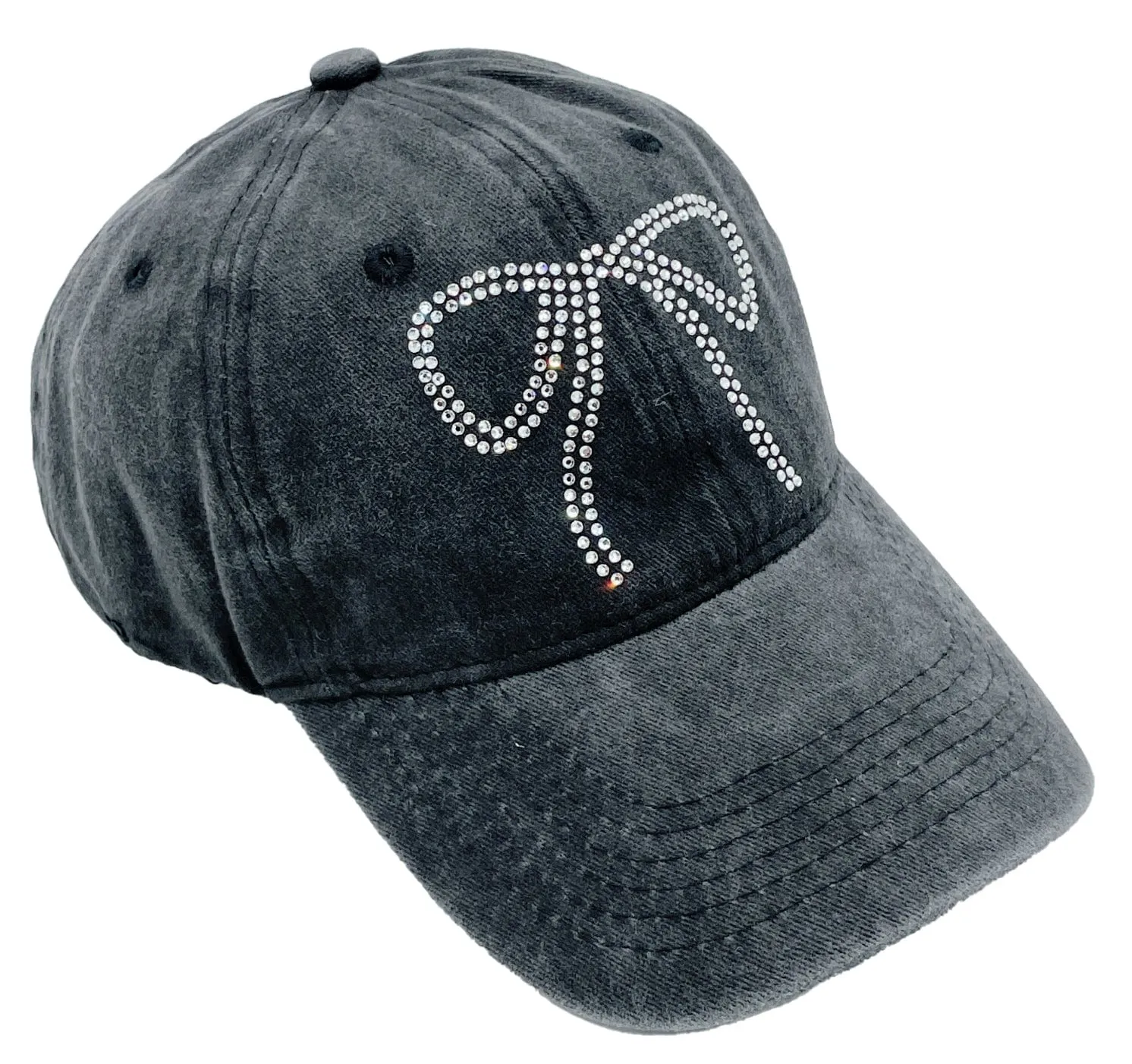 BHC410230 Large Rhinestone Bow Baseball Cap