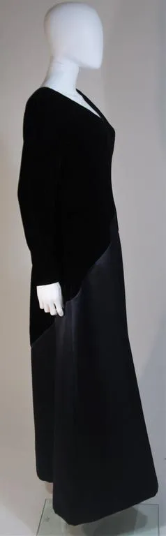 BILL BLASS 1980s-1990s Velvet and Navy Satin Contrast Gown Size 12