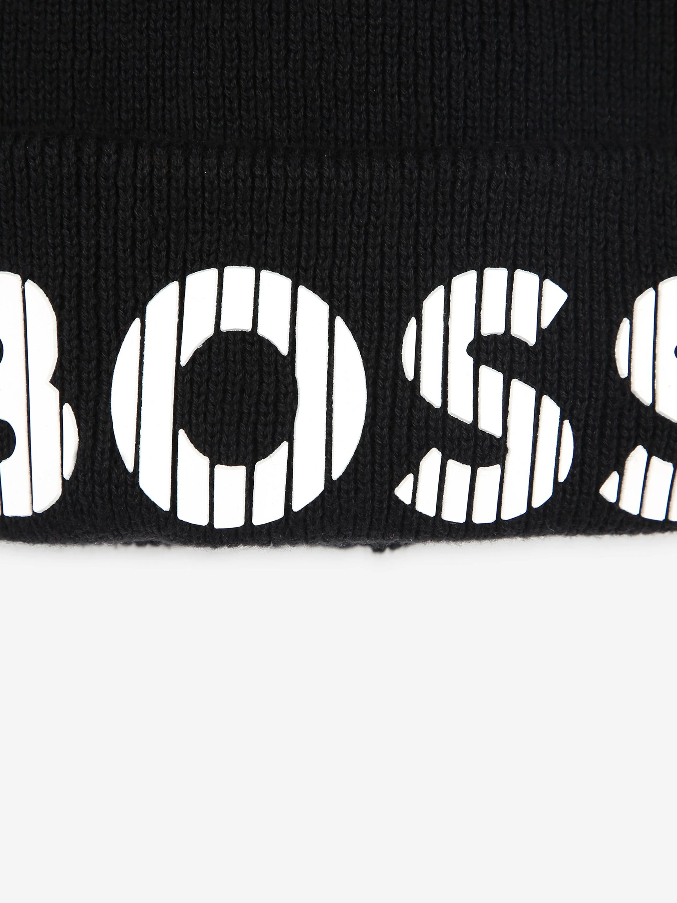 BOSS Boys Knitted Logo Beanie Hat in Black