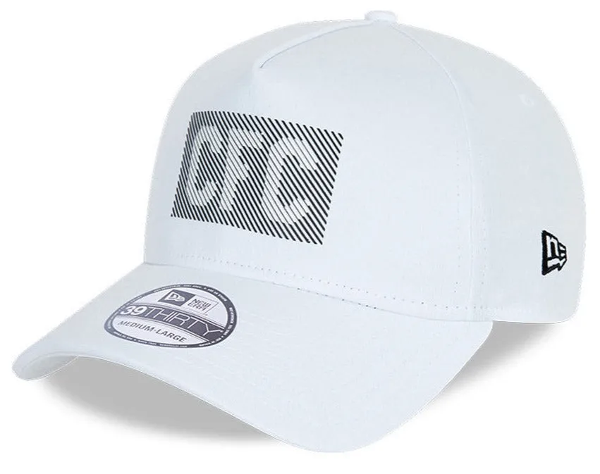 Chelsea FC New Era 39Thirty Wordmark Line Print White Stretch Cap