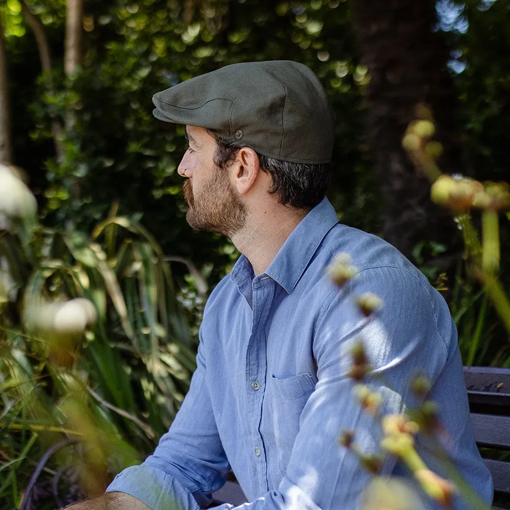 Cotton Flat Cap - Olive