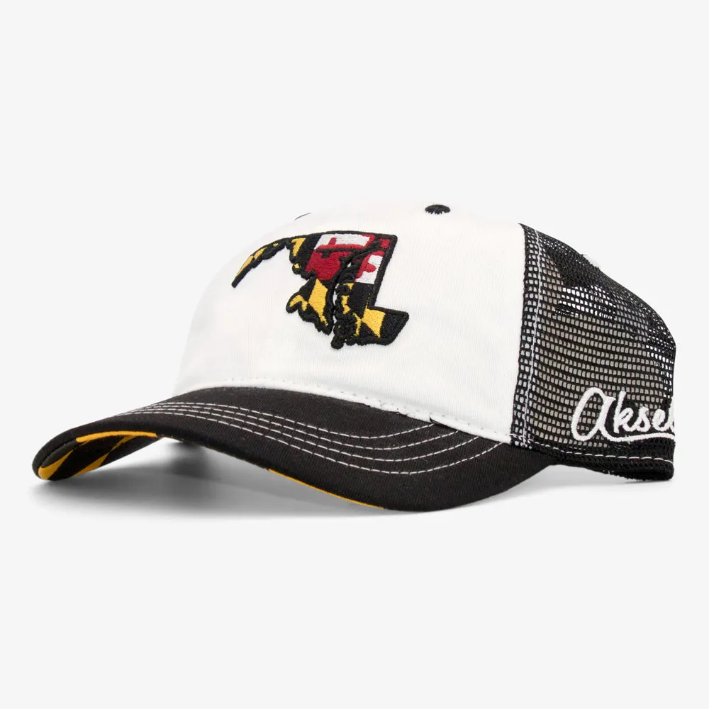 Curved Bill Maryland Flag Trucker Hat