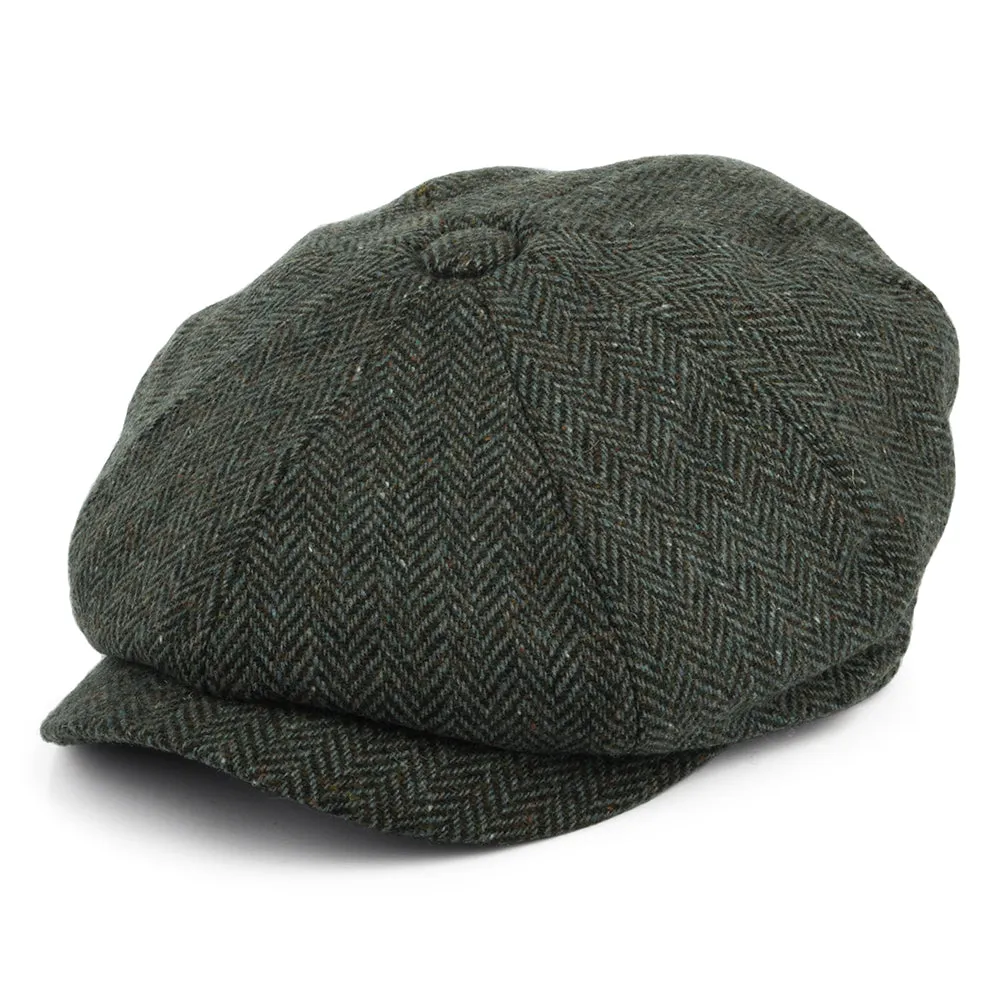 Donegal Tweed Herringbone Bridgetown Newsboy Cap - Forest-Sage