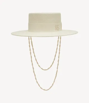 Double Chain Strap Boater Hat