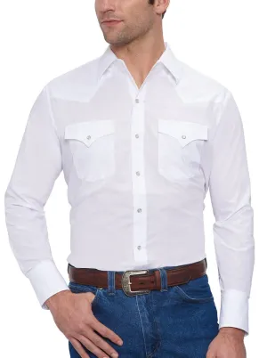 Ely Cattleman Men's White Long Sleeve Solid Western Snap Shirt