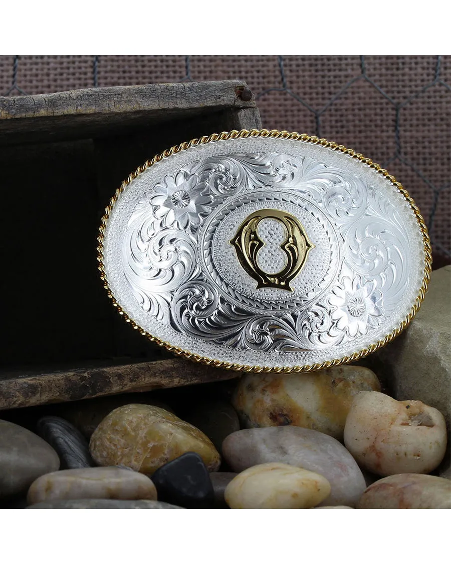 Engraved Initial Q Medium Oval Belt Buckle