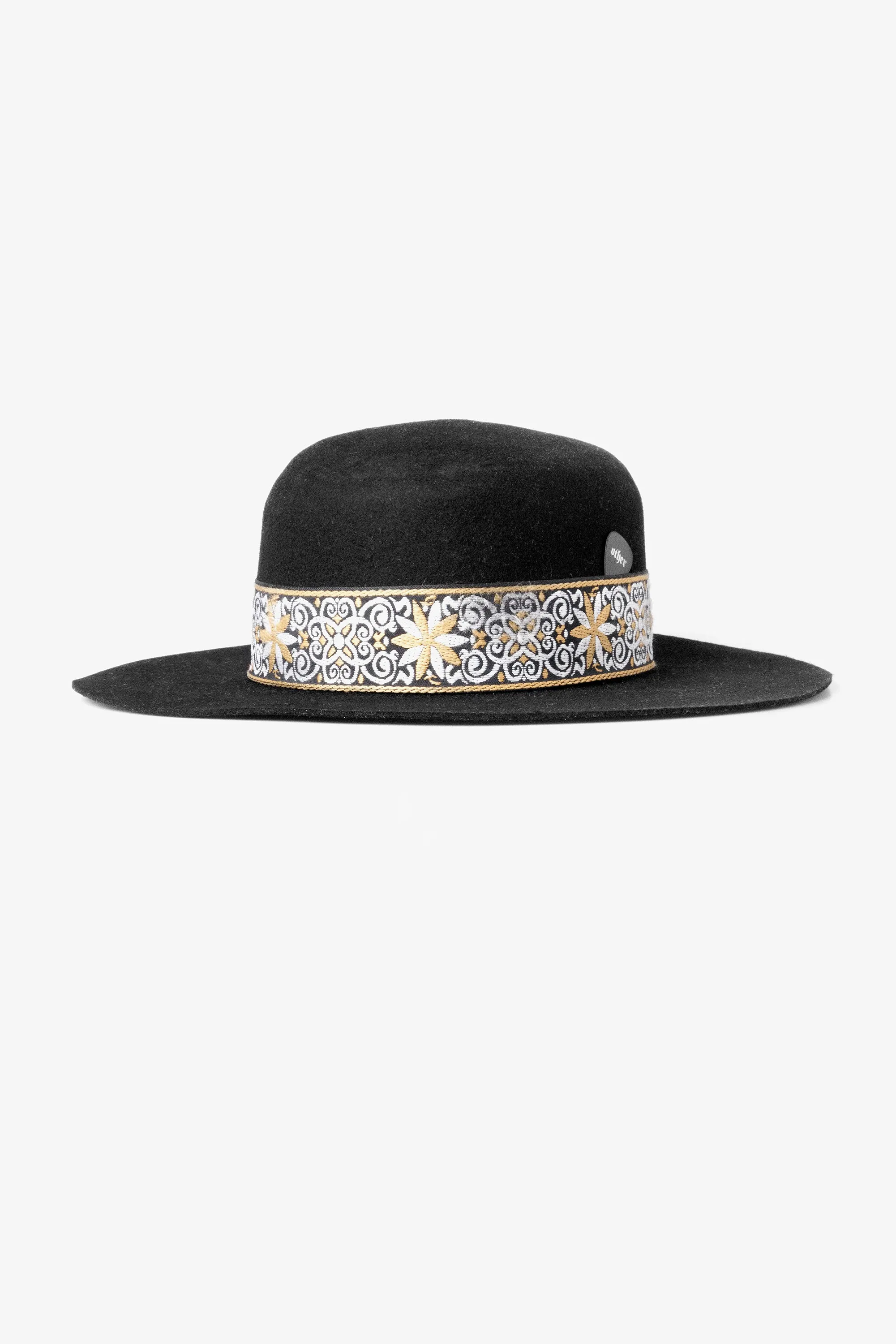 GOLDEN GYPSY BOATER HAT | BLACK