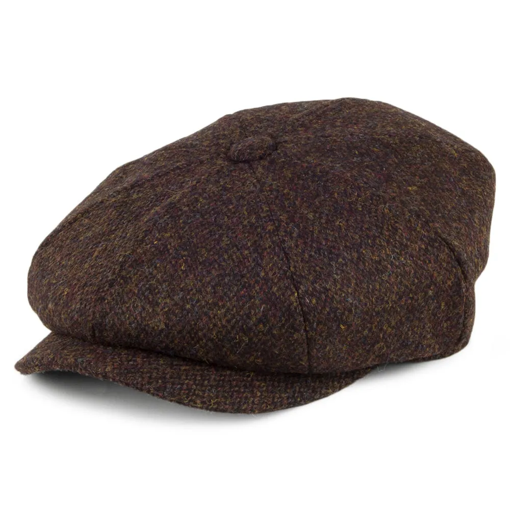 Harris Tweed Arnol Newsboy Cap - Moss-Brown