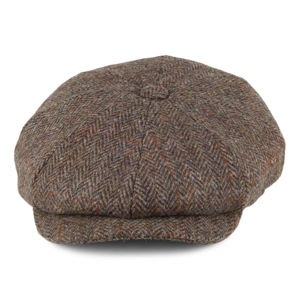 Harris Tweed Northbay Newsboy Cap - Olive-Brown