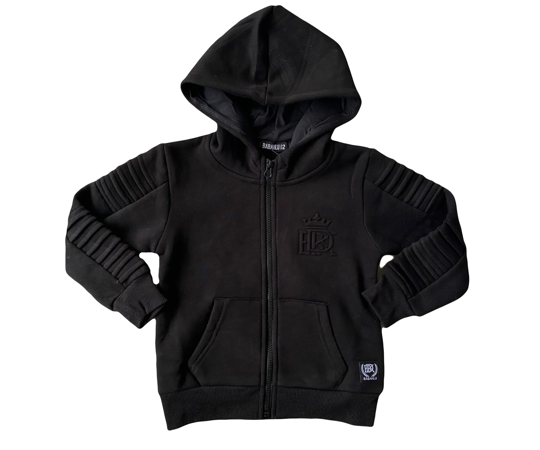 Henley Zipper Kids Black Hoodie