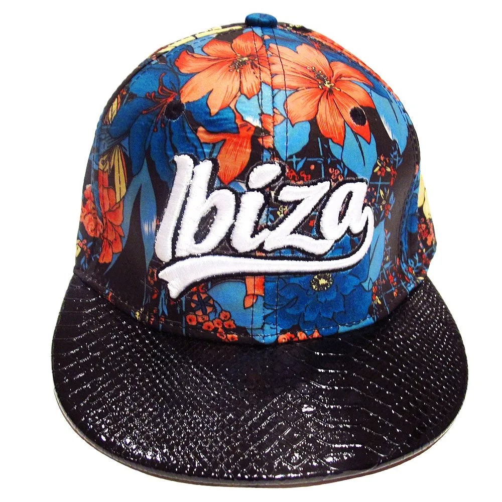 Ibiza Red Flowers Snapback Cap