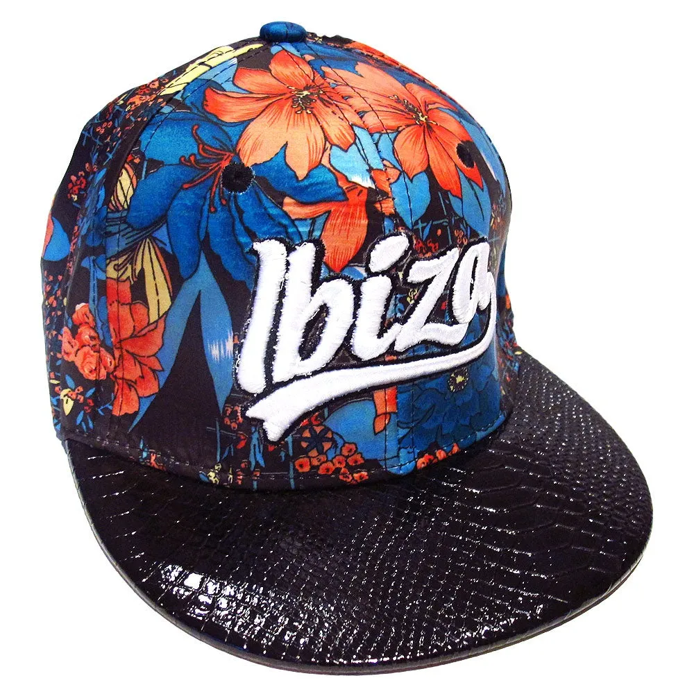 Ibiza Red Flowers Snapback Cap