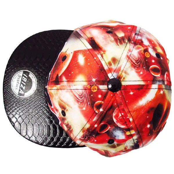 Ibiza Red Planets Snapback Cap