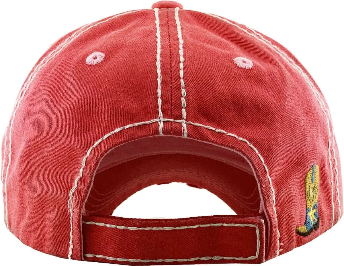 KBV1335 "Cowgirl at Heart" Vintage Washed Baseball Cap