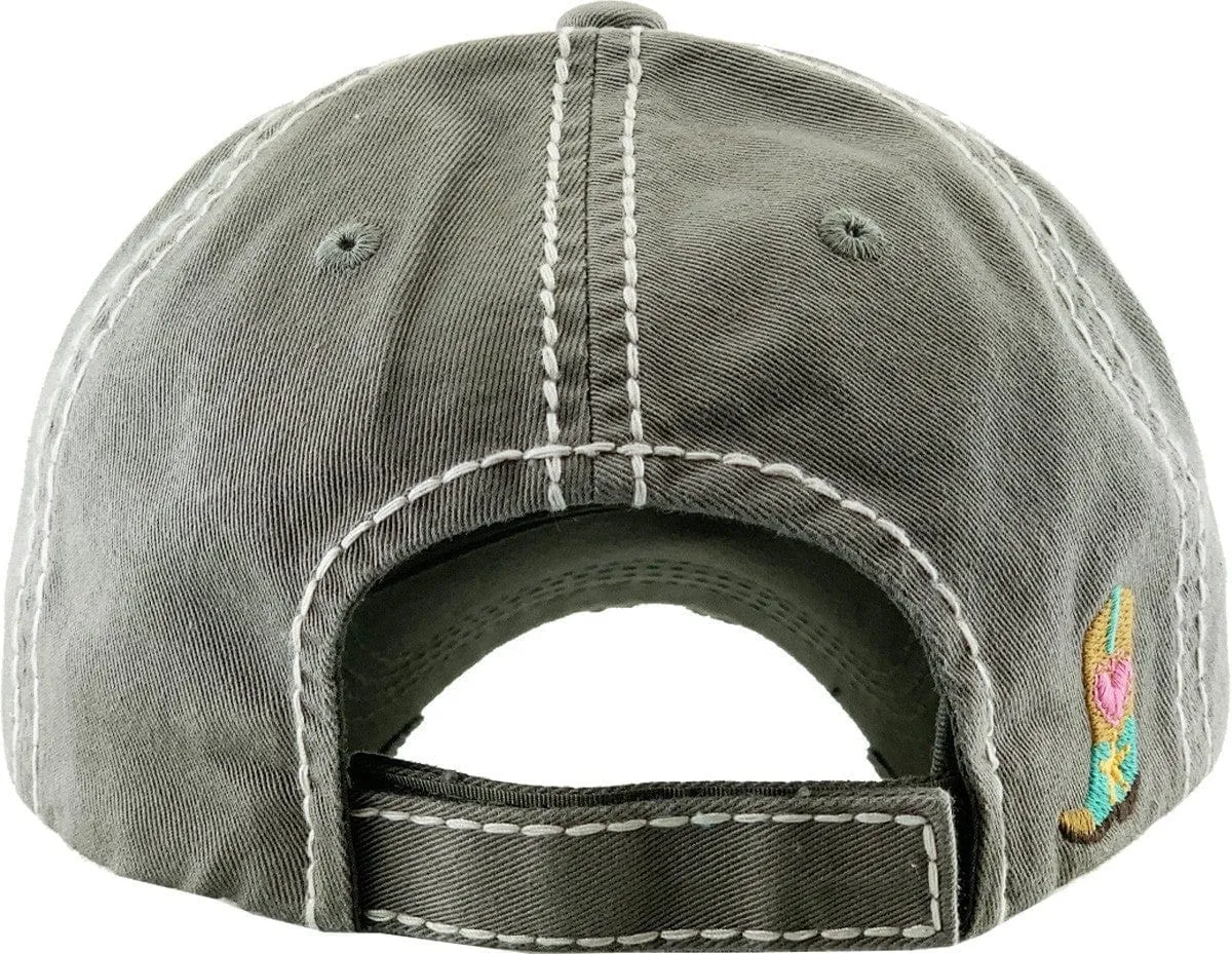 KBV1335 "Cowgirl at Heart" Vintage Washed Baseball Cap