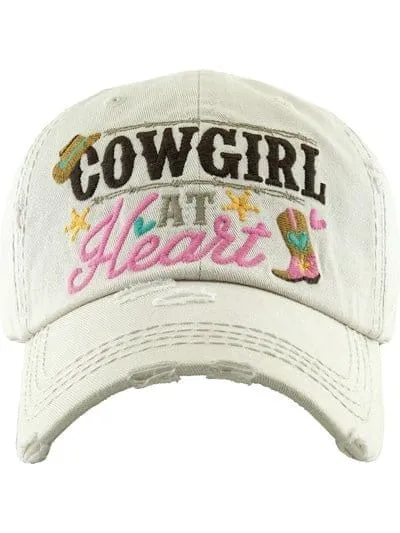 KBV1335 "Cowgirl at Heart" Vintage Washed Baseball Cap