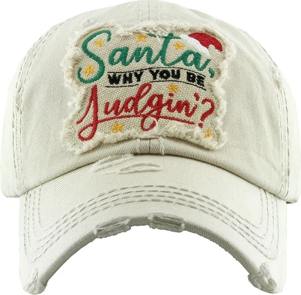 KBV1349 "Santa Why You Be Judgin'?" Vintage Washed Baseball Cap