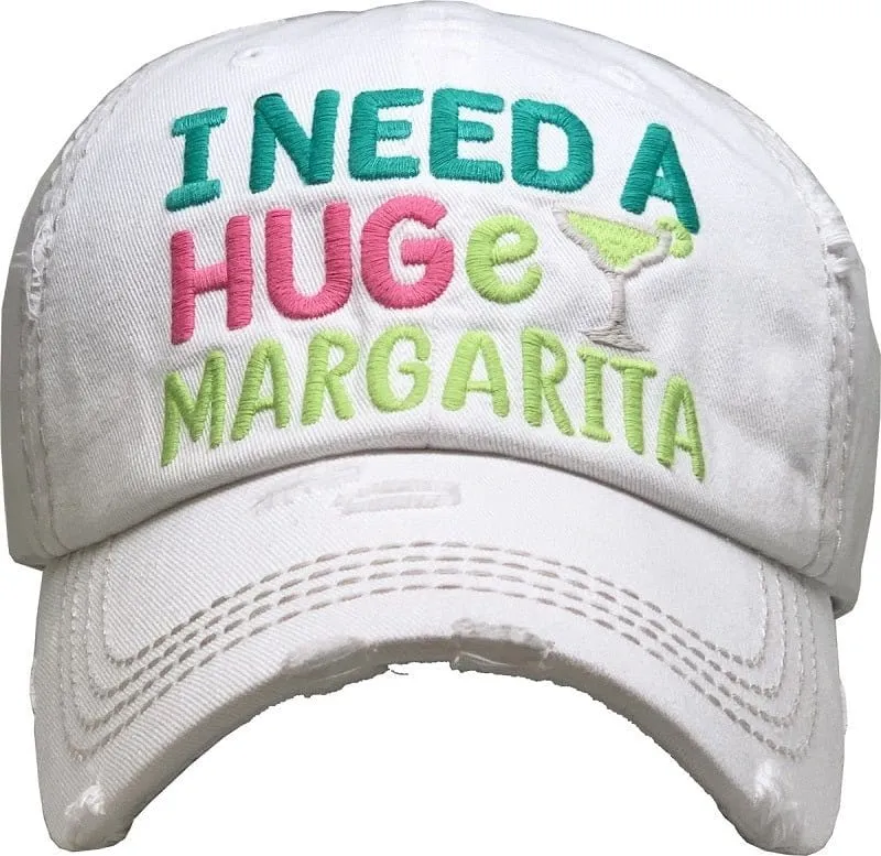 KBV1377 "I Need a Huge Margarita" Vintage Washed Baseball Cap