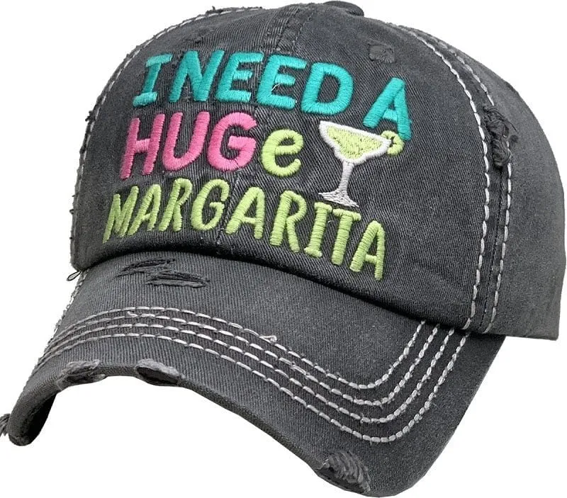 KBV1377 "I Need a Huge Margarita" Vintage Washed Baseball Cap