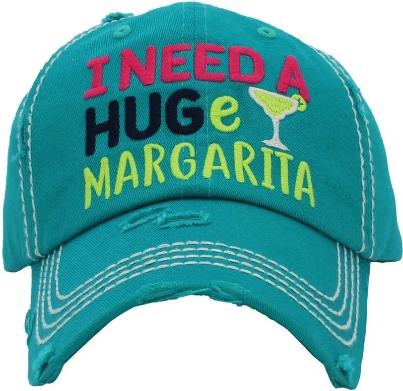 KBV1377 "I Need a Huge Margarita" Vintage Washed Baseball Cap