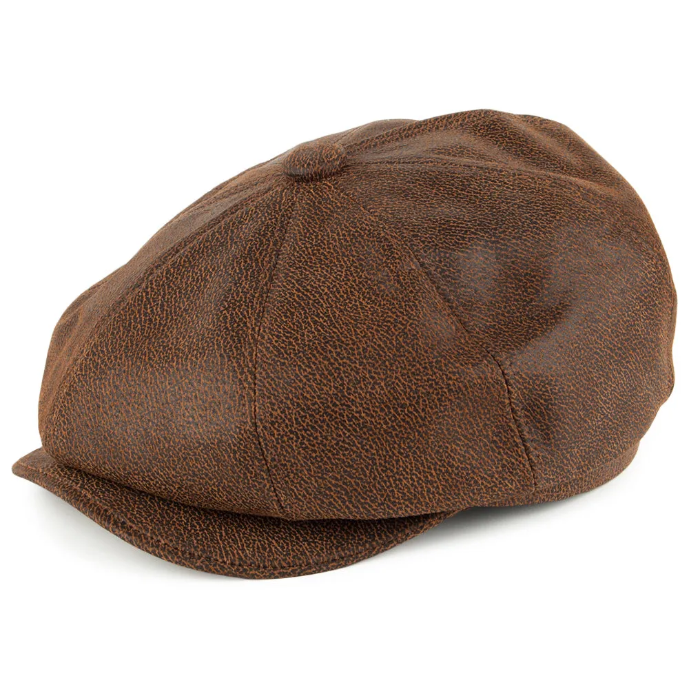 Leather Newsboy Cap Brown Wholesale Pack