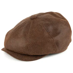 Leather Newsboy Cap Brown Wholesale Pack