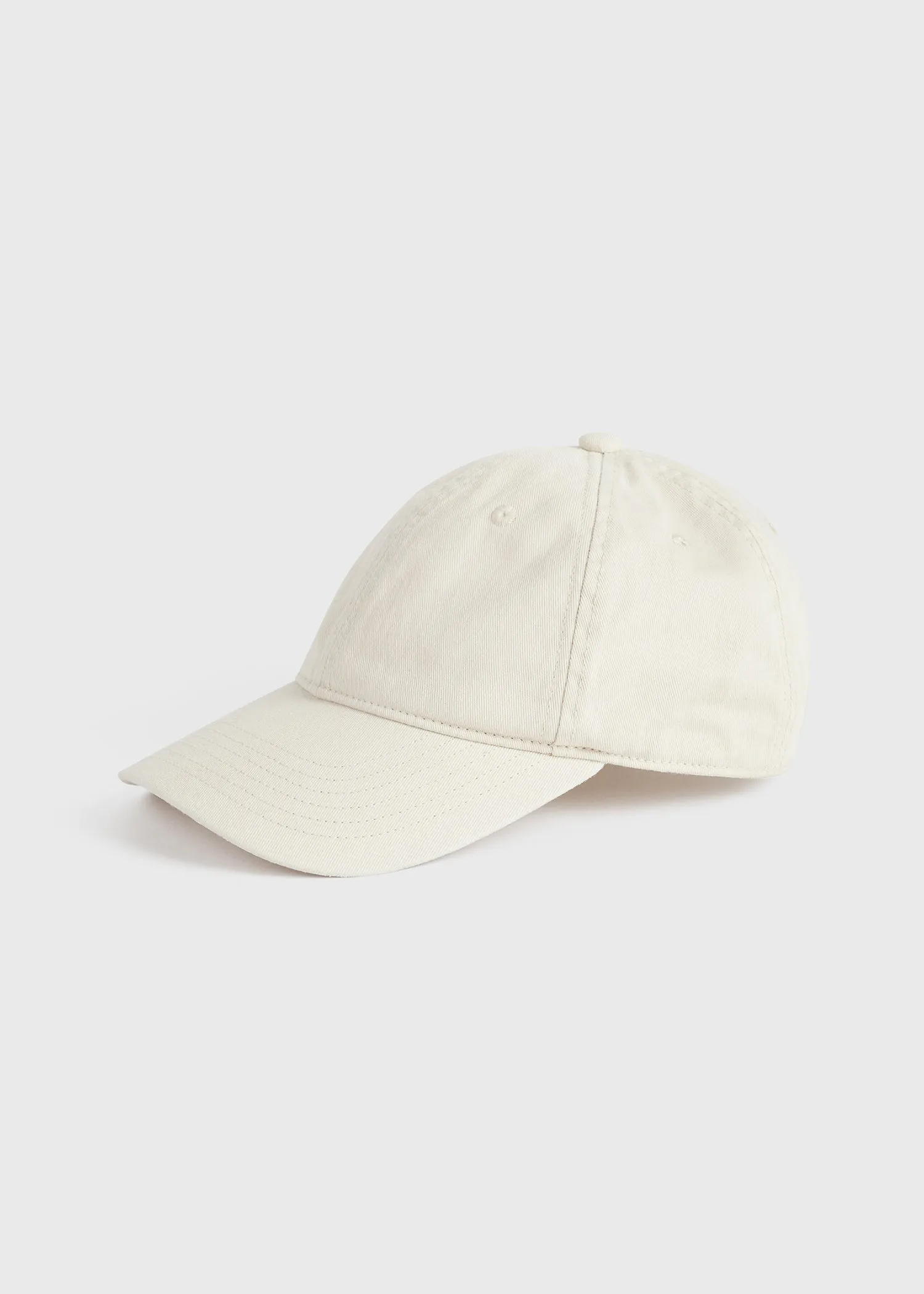 Leather-trim cotton cap pebble