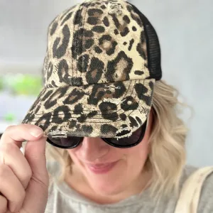 Leopard Baseball Cap - Black