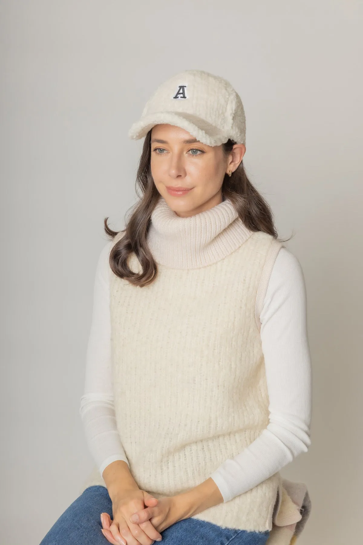 Letter A Sherpa Baseball Cap