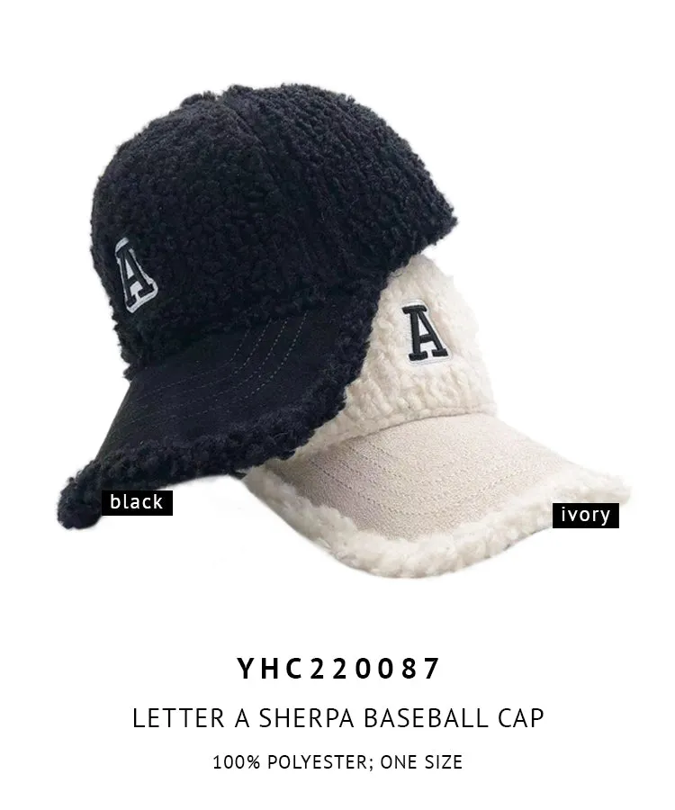 Letter A Sherpa Baseball Cap