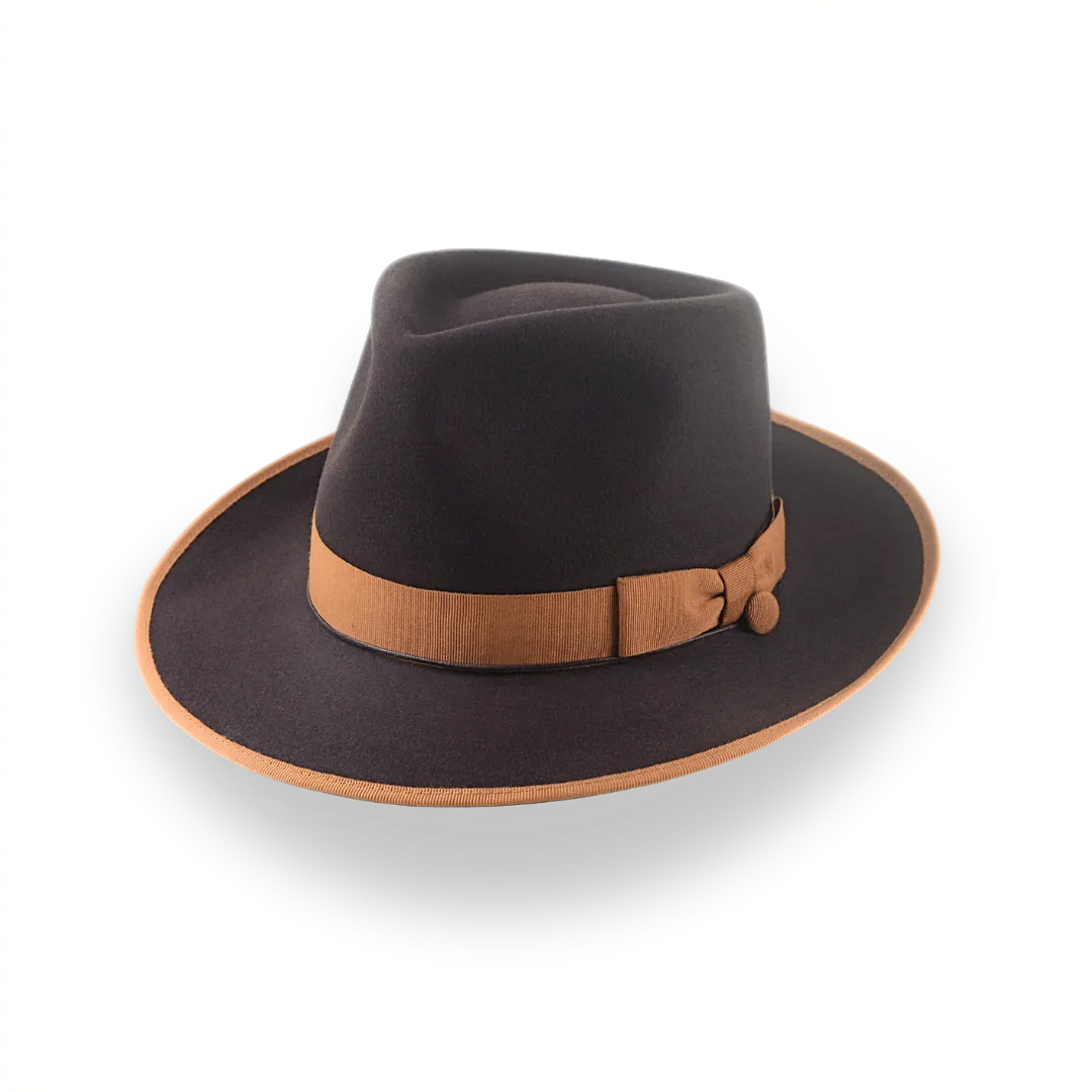 Luxury Teardrop Fedora in Chocolate Beaver Fur Felt | The Caesar