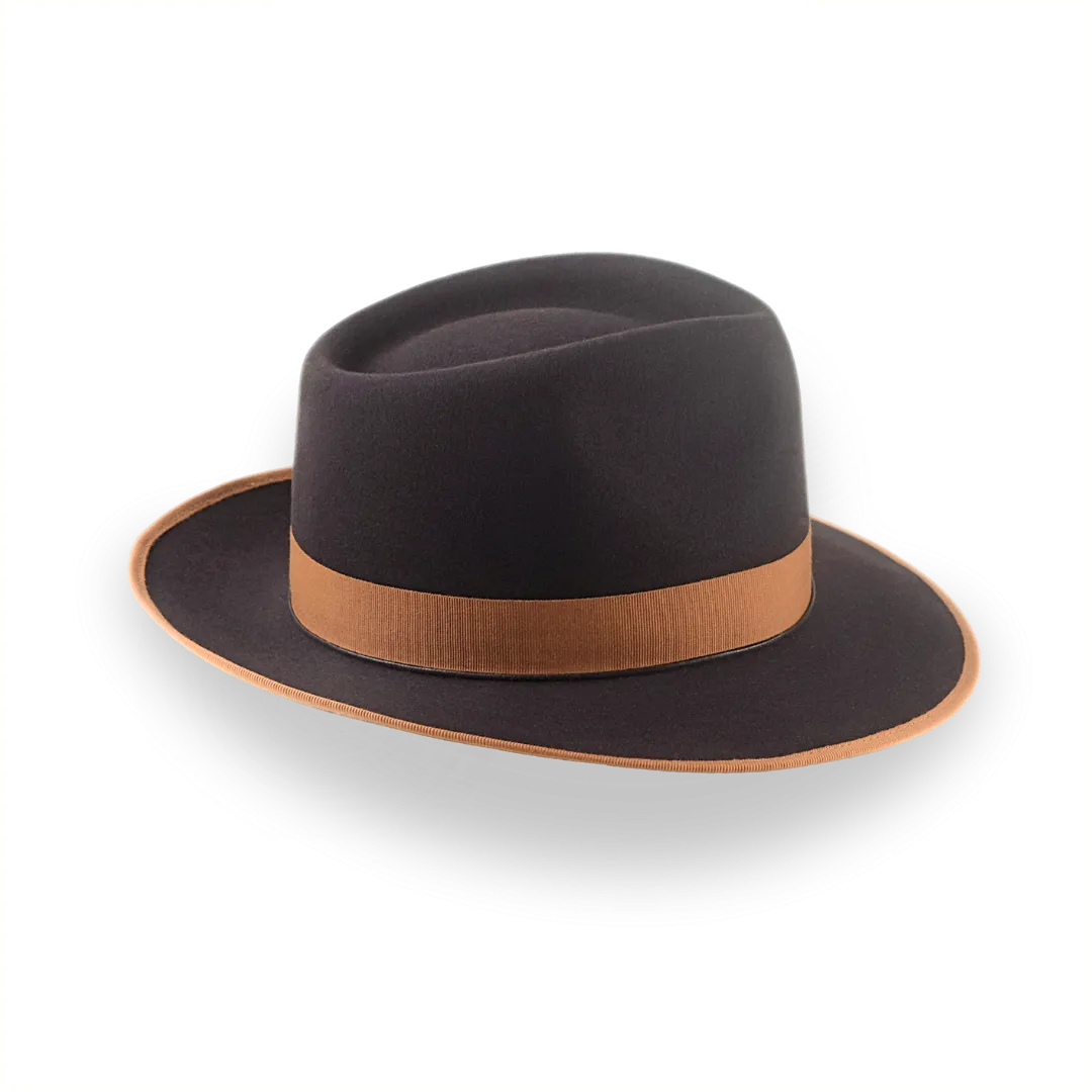 Luxury Teardrop Fedora in Chocolate Beaver Fur Felt | The Caesar