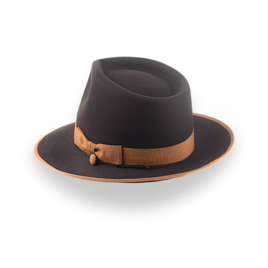 Luxury Teardrop Fedora in Chocolate Beaver Fur Felt | The Caesar