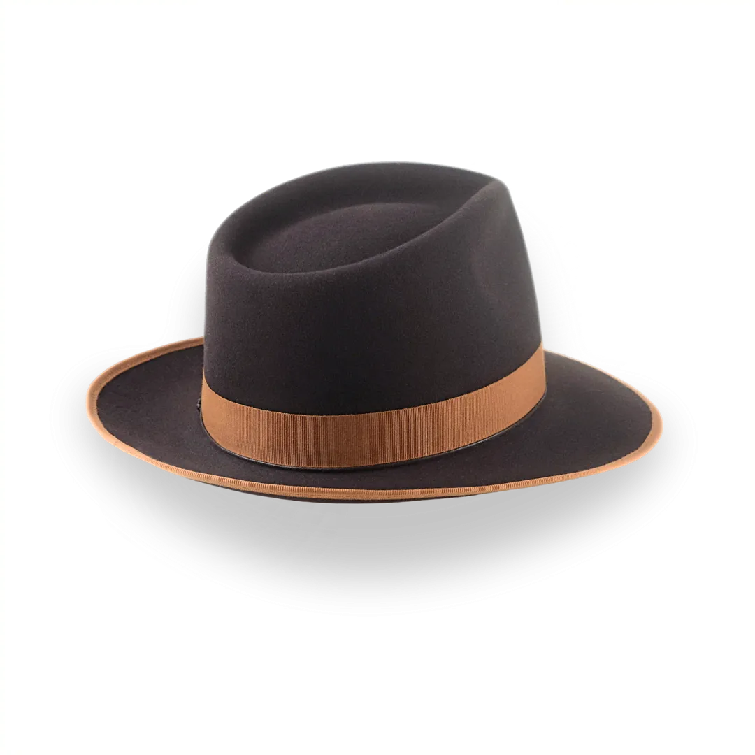 Luxury Teardrop Fedora in Chocolate Beaver Fur Felt | The Caesar