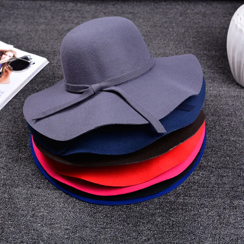 Magik Vintage Women Wide Brim Floppy Warm Wool-look/effect Hat Trilby Bowler Cap