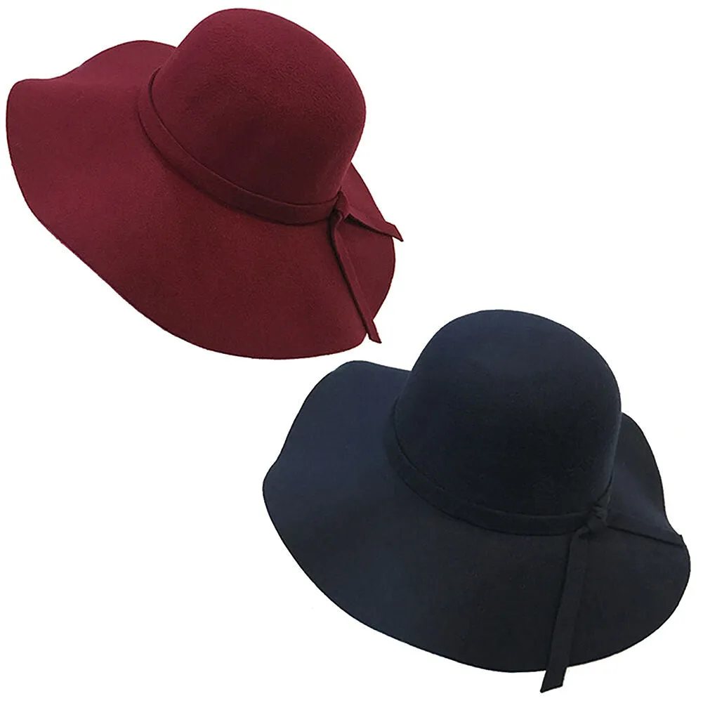 Magik Vintage Women Wide Brim Floppy Warm Wool-look/effect Hat Trilby Bowler Cap