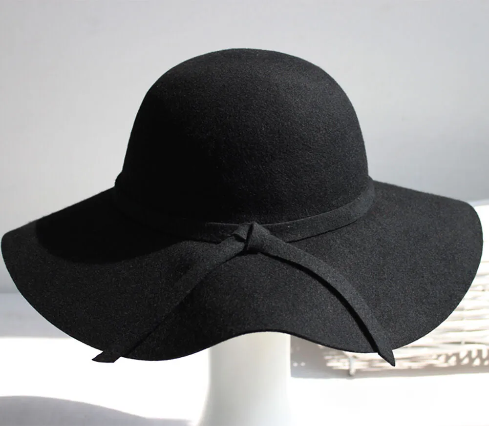 Magik Vintage Women Wide Brim Floppy Warm Wool-look/effect Hat Trilby Bowler Cap