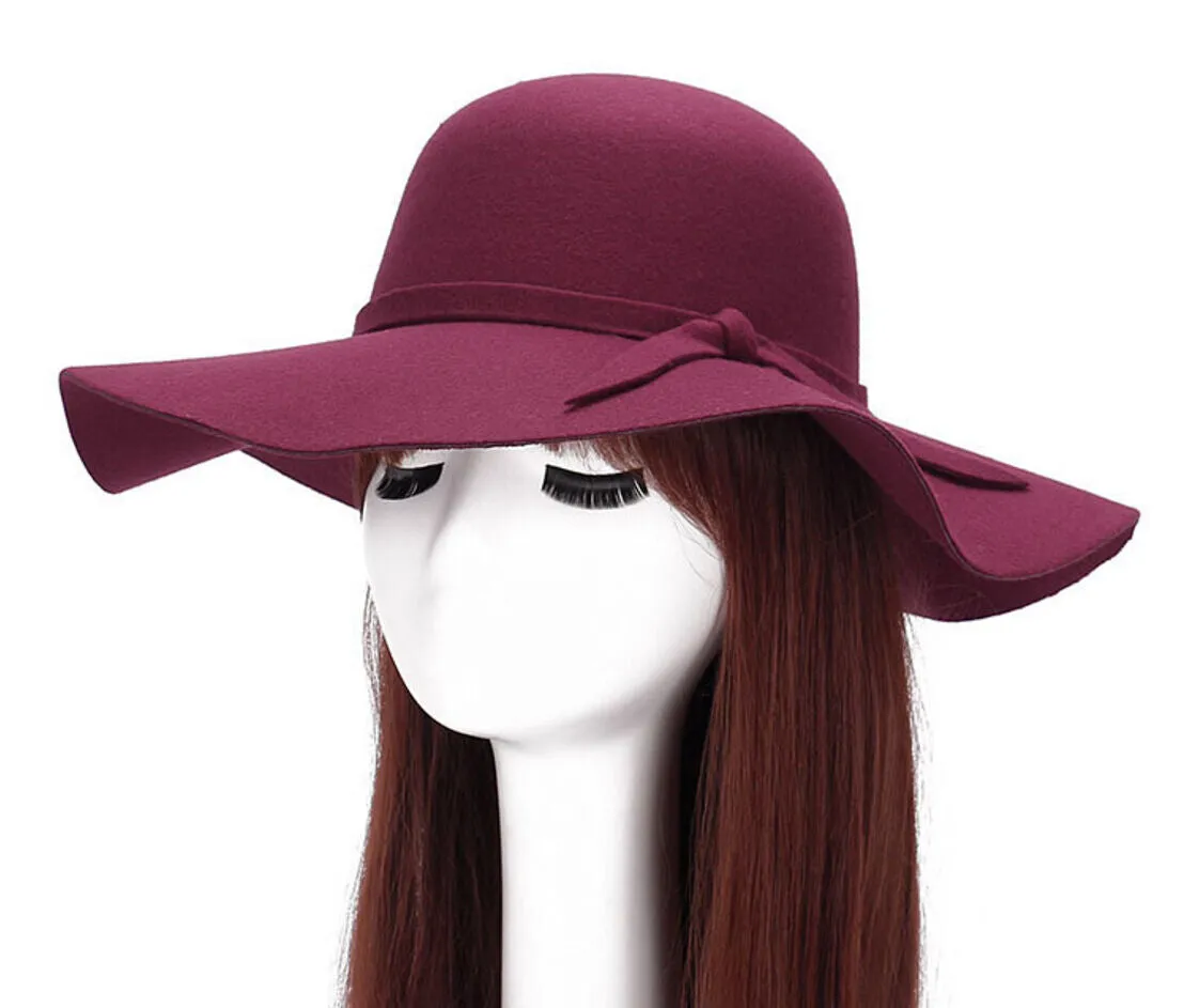 Magik Vintage Women Wide Brim Floppy Warm Wool-look/effect Hat Trilby Bowler Cap