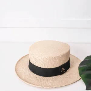 Malu Pires Boater Style Buriti Straw Hat - Large Brim