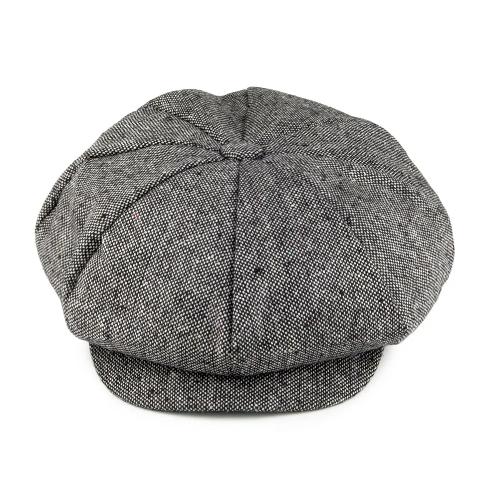 Marl Tweed Big Apple Cap - Black