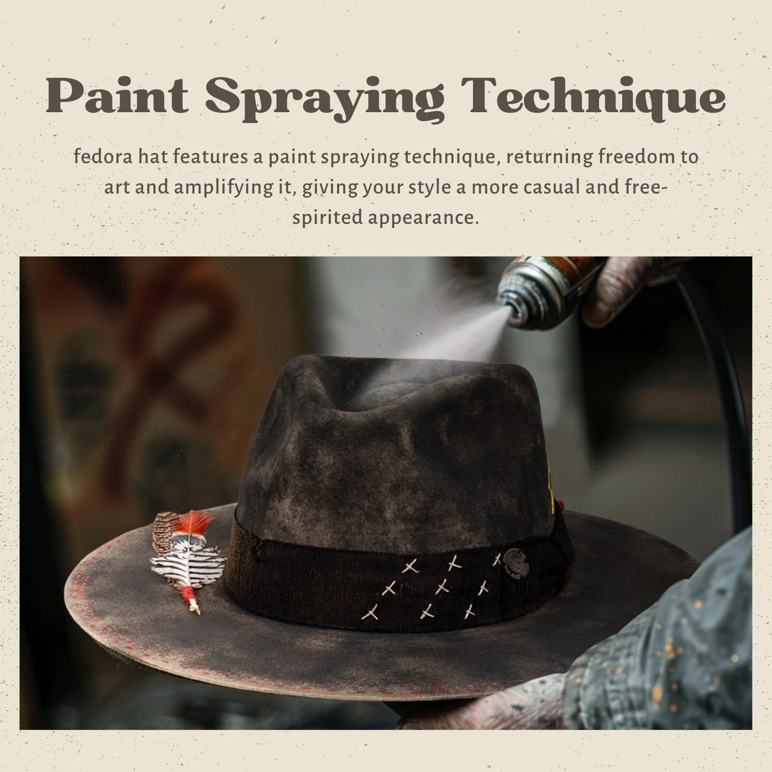 Maverick - Handcrafted Paint-Sprayed Distressed Vintage Fedora Hat